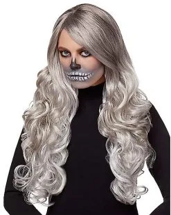Spirit Halloween Gray Curly Wig