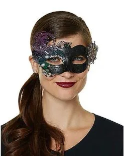 Spirit Halloween Oil Slick Peacock Eye Half Mask