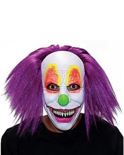 Spirit Halloween Purple Hair Clown Full Mask